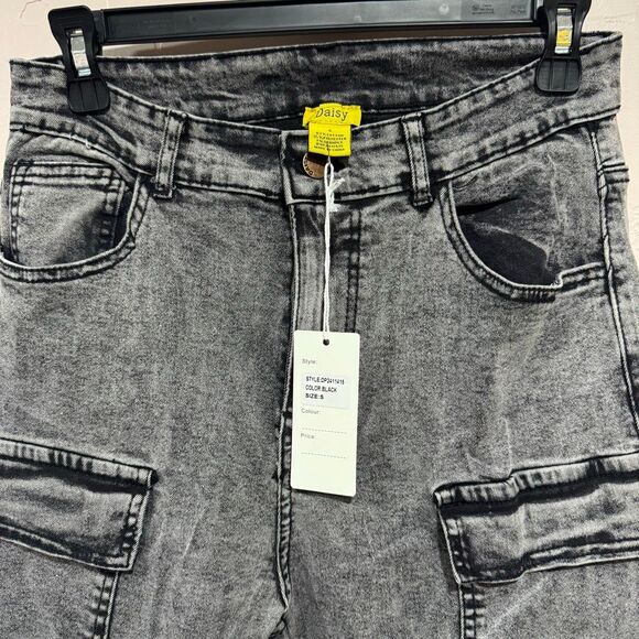 Daisy Mineral Wash Multi Pocket Cargo Jeans - Charcoal - Picture 4 of 7